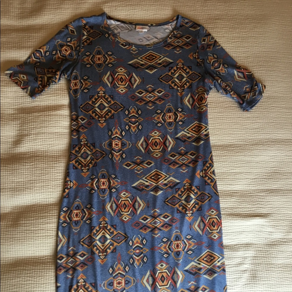 Lularoe Dress Blue Tribal Print XL